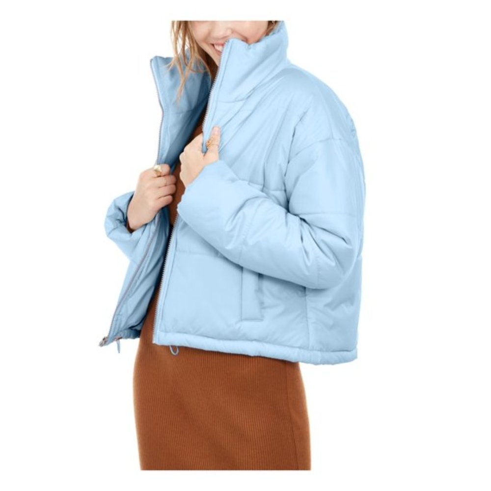 CELEBRITY PINK Womens Light Blue Pocketed Zippered Zip Up Winter Jacket Coat